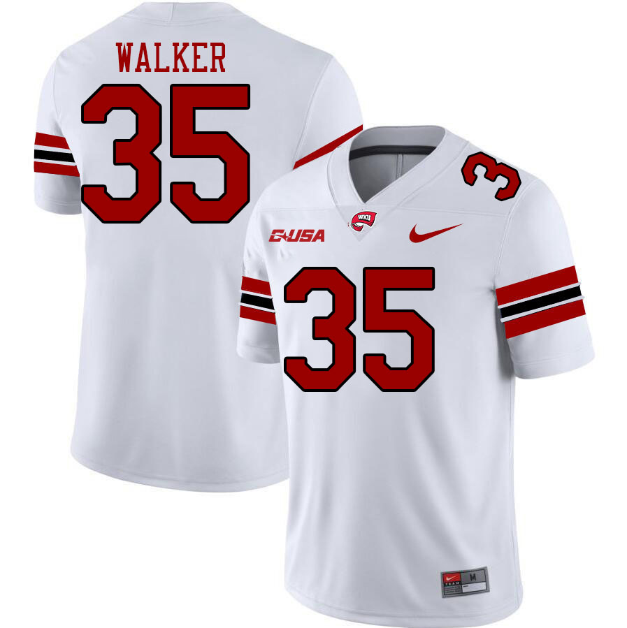 Western Kentucky Hilltoppers #35 Dallas Walker College Football Jerseys Stitched Sale-White